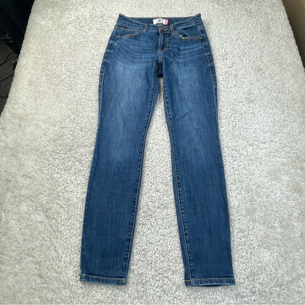 CAbi Womens Blue Curvy Skinny Jeans Stretch Casual Fitted Size 6